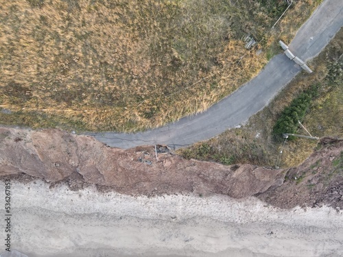 Road falls into the sea due to coastal erosion