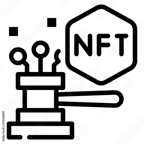 nft auction simple line icon