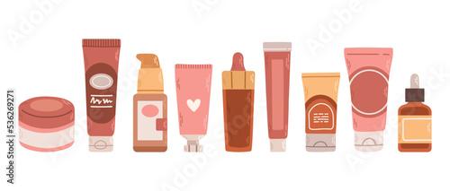Set of beauty cosmetics flat design vector illustration