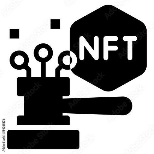 nft auction solid glyph icon