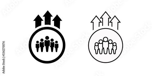 Team growth icon vector set, development illustration sign collection, popularity symbol.