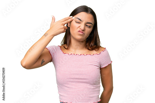 Young beautiful brunette woman over isolated background