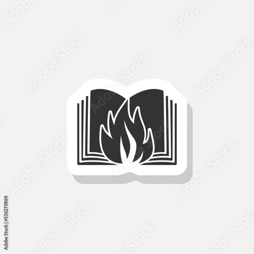 Bonfire Fire Flame Book School icon sticker isolated on white background