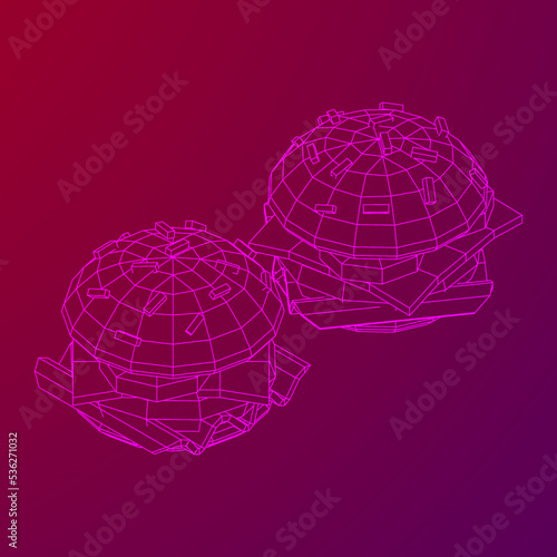 Hamburger or cheeseburger wireframe low poly mesh