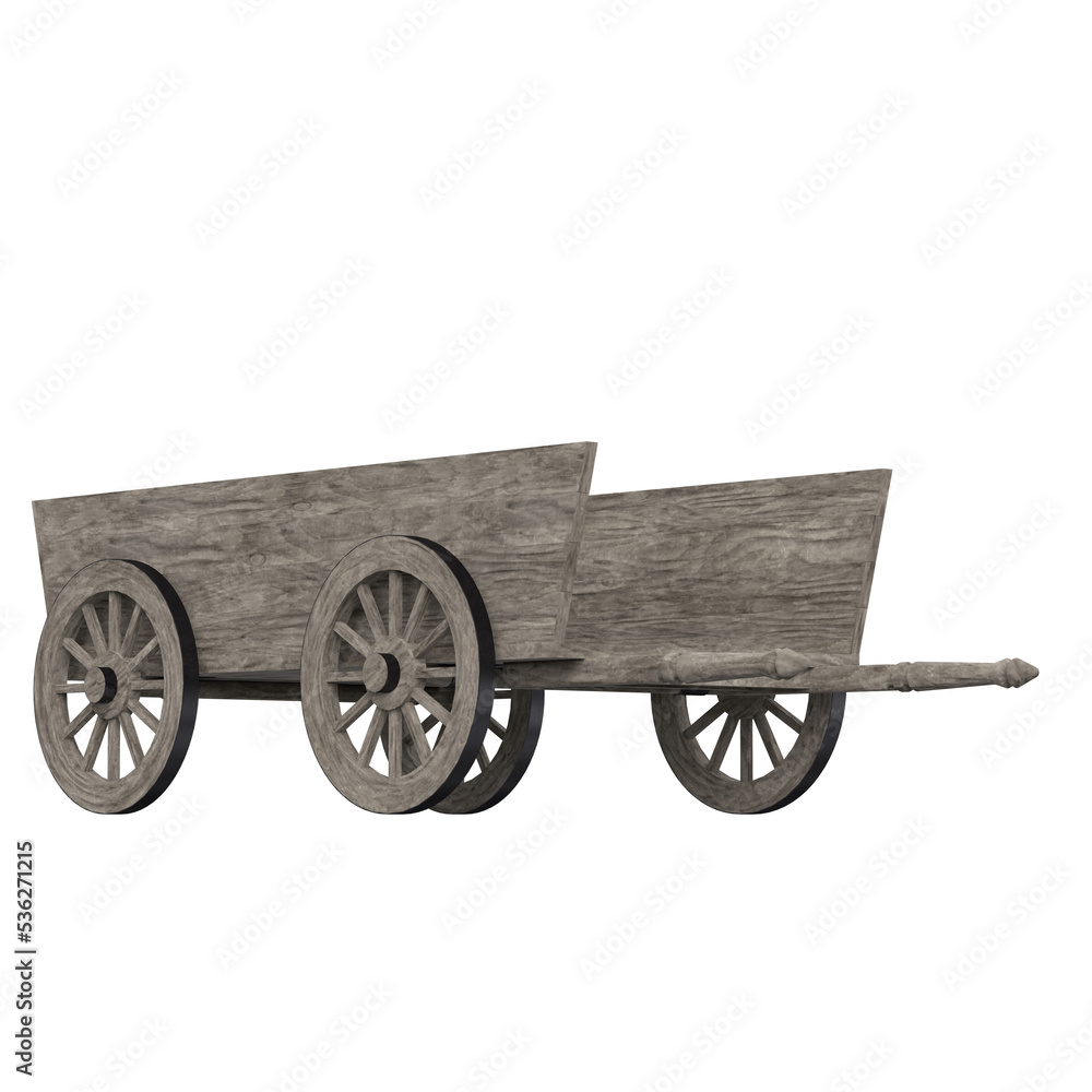 3d rendering illustration of a wooden wagon