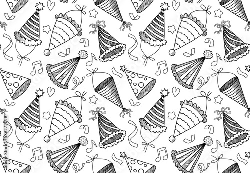 Birthday hats seamless pattern.