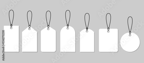 Price tag icons collection.Set of blank white paper price tags or gift tags .Paper labels set. Discount tags.Cardboard.