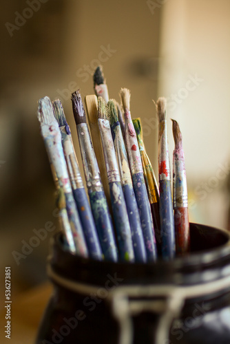 Brushes for painting. Minimal creative contept for art.