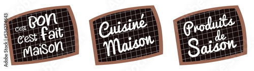 Cuisiné maison, produits de saison, tableau avec écriture à la craie