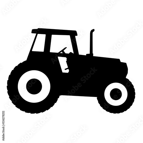 Icono silueta aislada de tractor de granja
