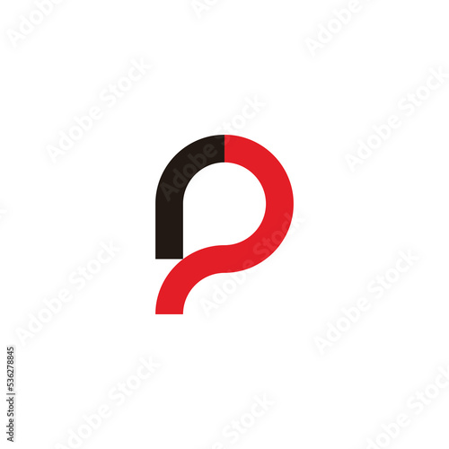 Letter r and p curve geometric symbol simple logo vector