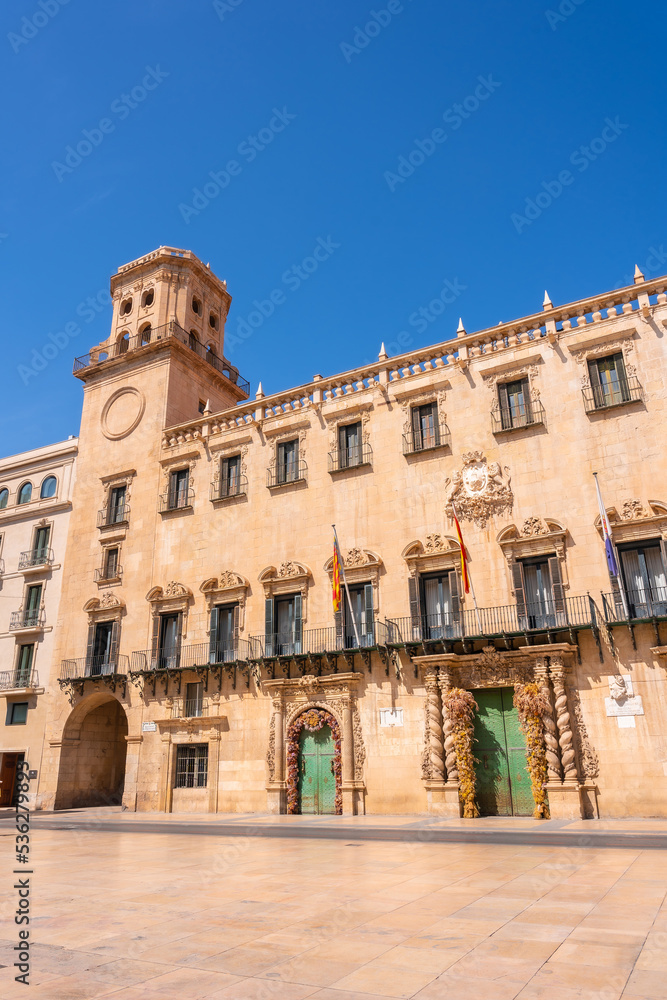 Alicante City Hall building without people. Valencian Community