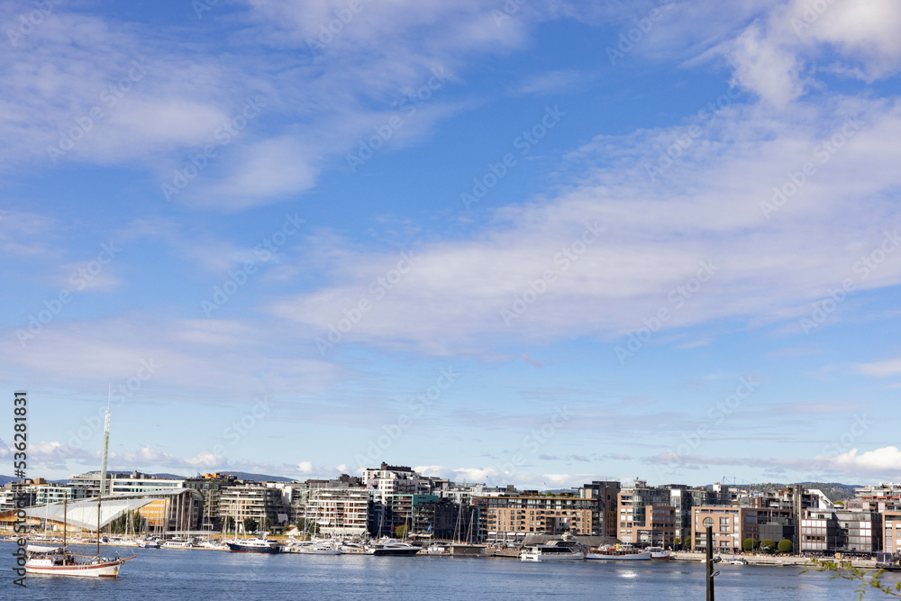 View towards Akerbrygge in Oslo, Norway, Europe
