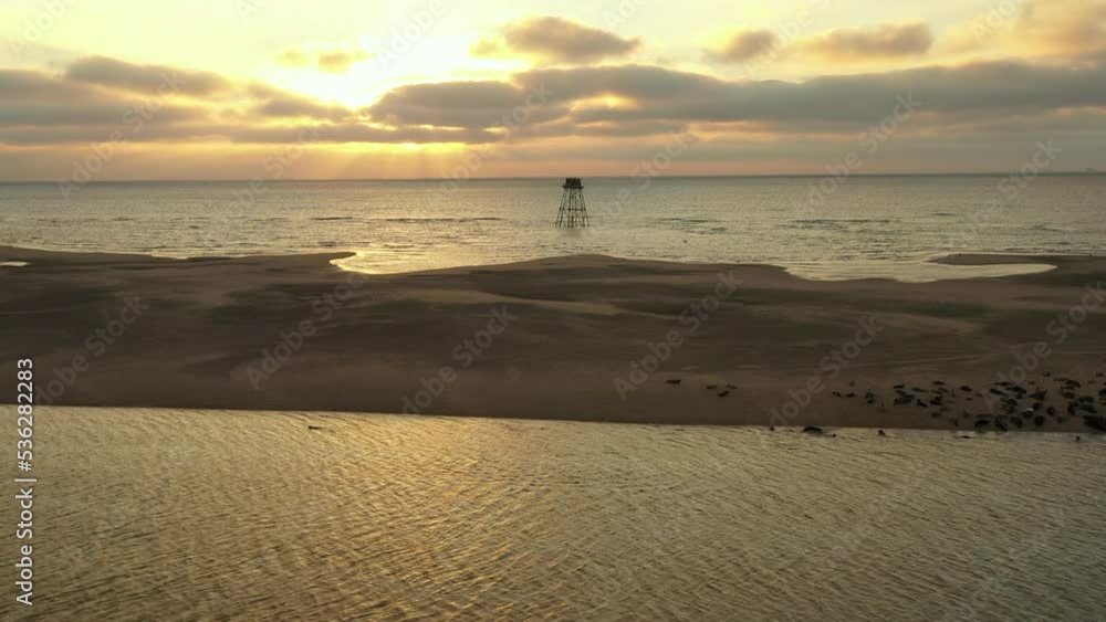 Aerial view of Lighthouse of Walde at sunset, France Aerial view of Lighthouse of Walde at sunset, France