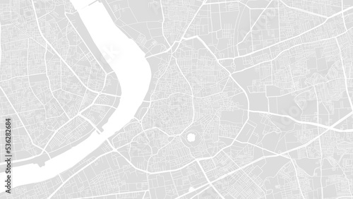 Fényképezés White and light grey Surat city area vector background map, roads and water illustration