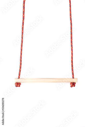 Wooden swing for children on a white background
