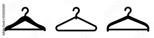Hanger icon set. Coat rack symbol. Clothes hanger or clothes rack icon. Shop hanger icon set. Hook sale logo. Coat rack. photo