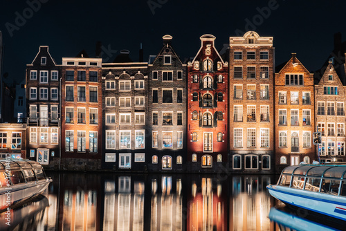 Photography Dancing Houses Damrak Amsterdam during the night Netherlands Holland