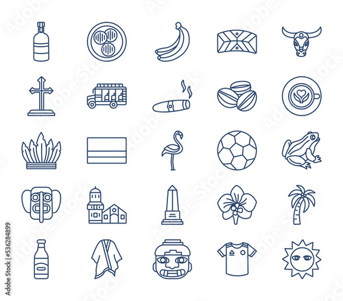 Colombia country and culture icon set