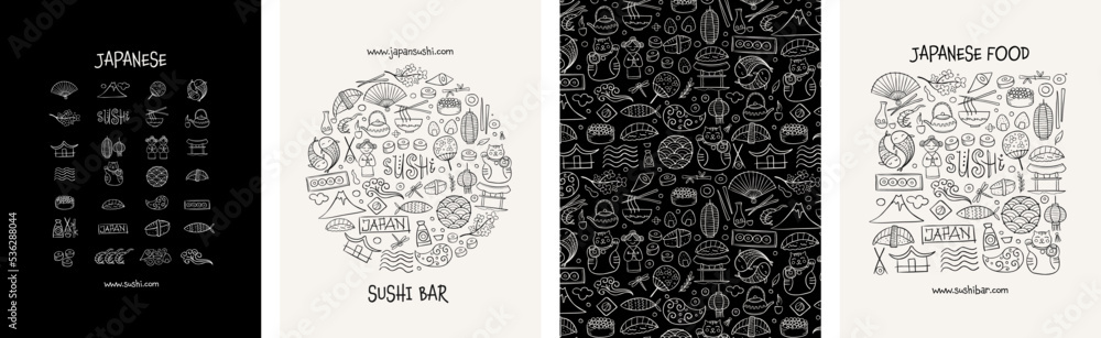 Concept Art, Japaneese Food and Traditions. Frame, background, tree, icons. Set for your design project - cards, banners, poster, web, print, social media, promotional materials. Vector illustration Concept Art, Japaneese Food and Traditions. Frame, background, tree, icons. Set for your design project - cards, banners, poster, web, print, social media, promotional materials. Vector illustration