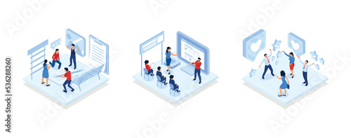 people characters are thinking over an idea  Multiracial Business People Team in Meeting Room  Success concept  isometric vector modern illustration