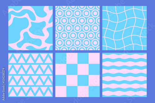 Set of grovy giometric patterns. Seamless pattern in y2k style