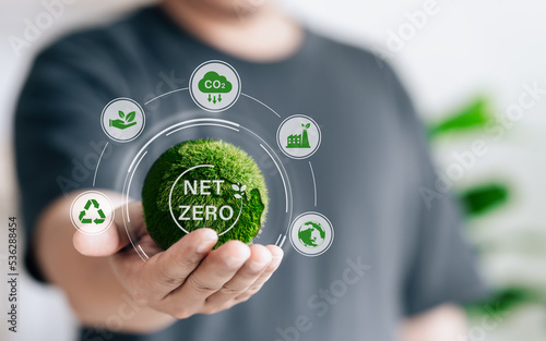 concept of net zero , carbon neutral. Net zero greenhouse gas emissions targe...