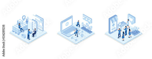 Online Delivery Service Web Banner Template, Fitness and Healthy Sport Concept, Doctor Pharmacist in Online Drugstore, isometric vector modern illustration