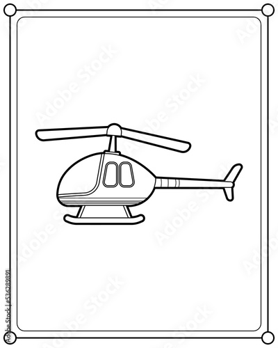 Toy helicopter suitable for children's coloring page vector illustration