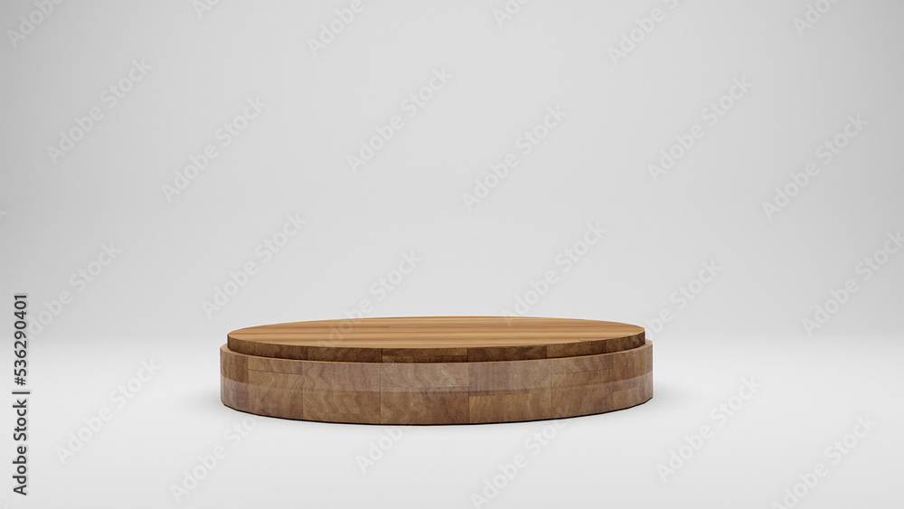 realistic wood podium in 3d rendering with white background realistic wood podium in 3d rendering with white background