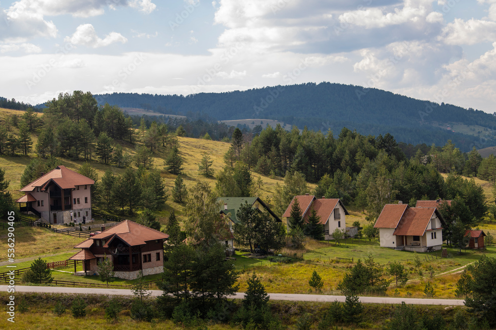Local villages and unique architecture in the rural area of Zlatibor mountain, Serbia 07.09.2022