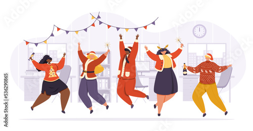 New Year's or Christmas party in the office.