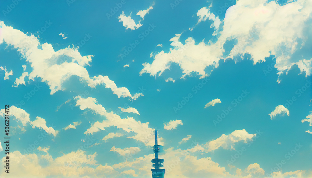 Obraz premium The tower, sky and clouds, Generative AI
