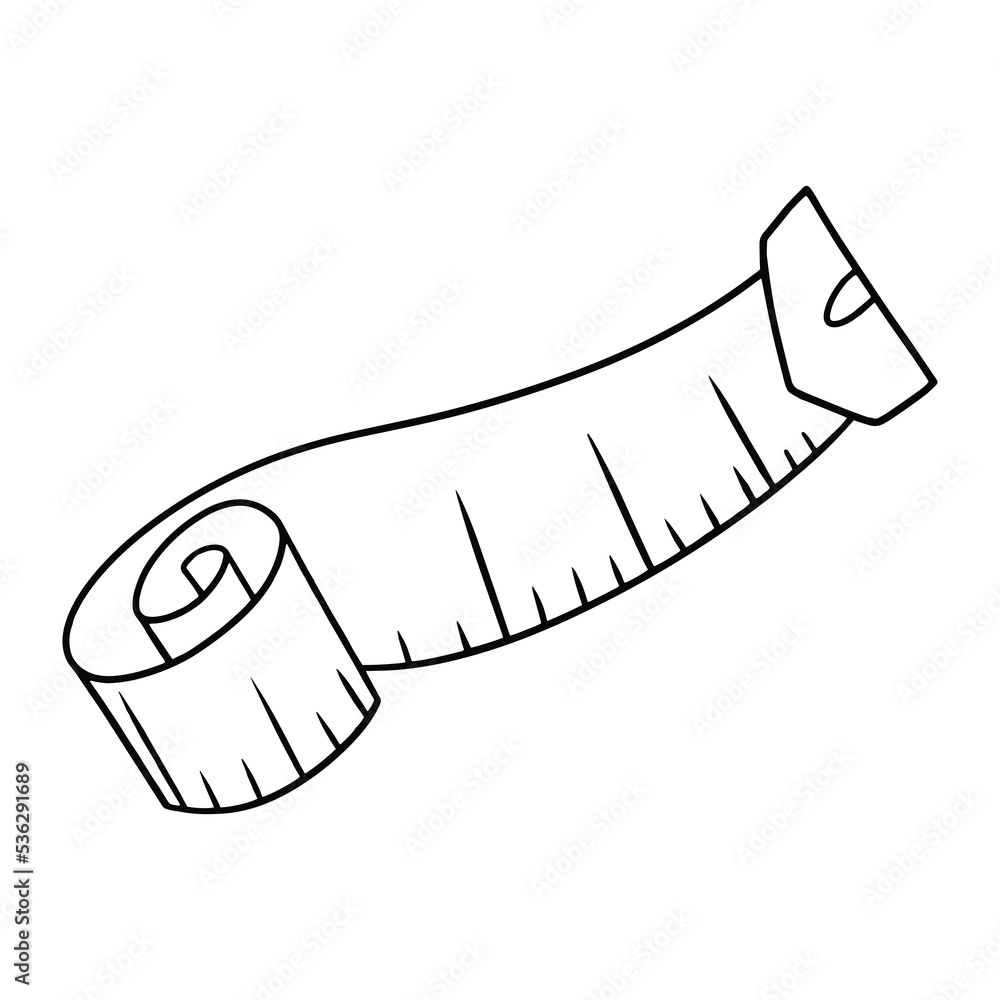 Monochrome image, long flexible ruler of roulette, vector cartoon Monochrome image, long flexible ruler of roulette, vector cartoon