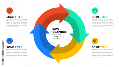 Infographic template. circle with 4 steps formed by arrows