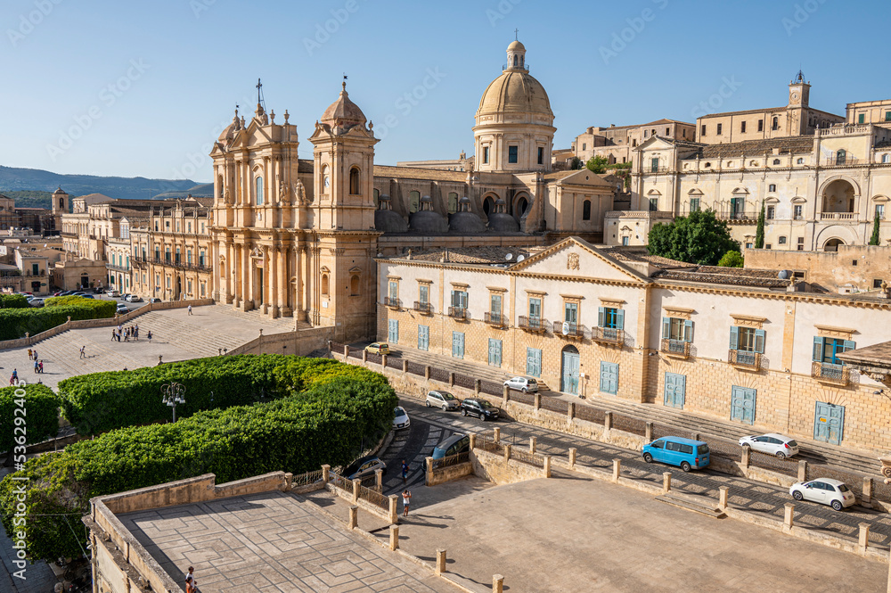 Aerial view of the beautiful Duomo of Noto
