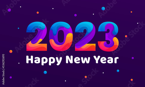 Happy new year 2023 colorful gradient greeting card banner template vector