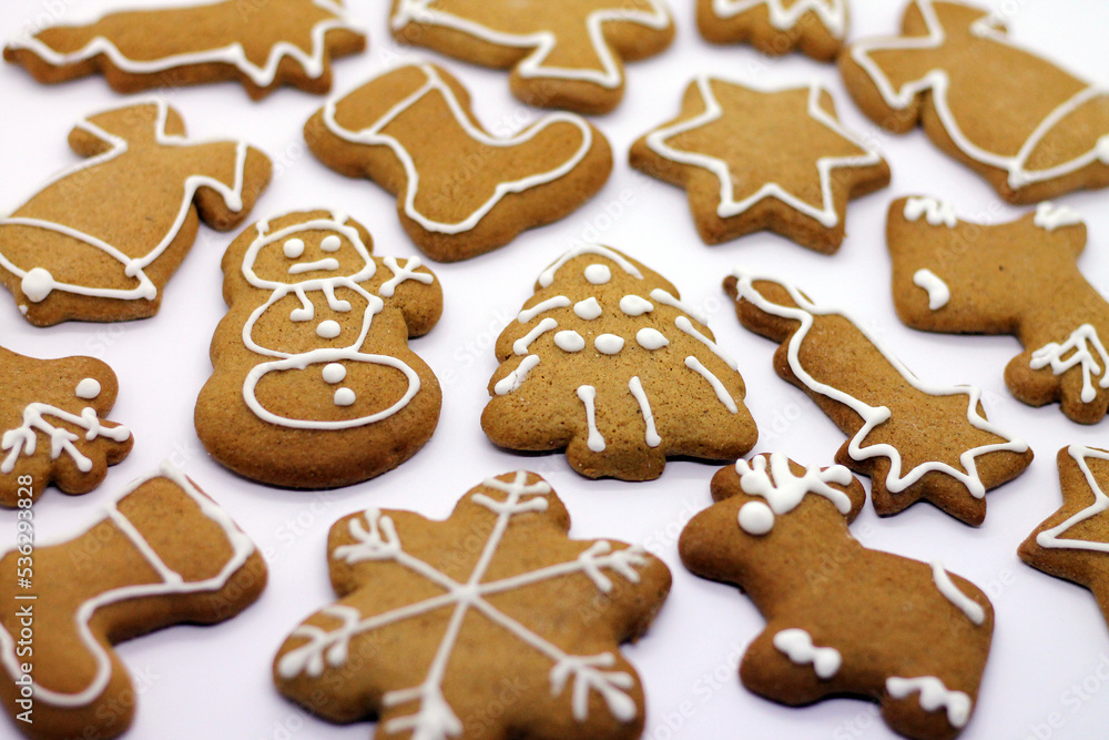 Christmas gingerbread handmade on white background. Christmas gingerbread handmade on white background.