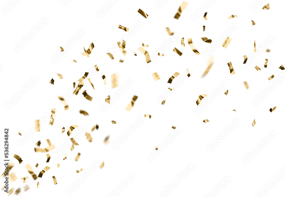 confetti png. Gold confetti falls from the sky. Glittering confetti on a transparent background. Holiday, birthday and Christmas decoration - obrazy, fototapety, plakaty 