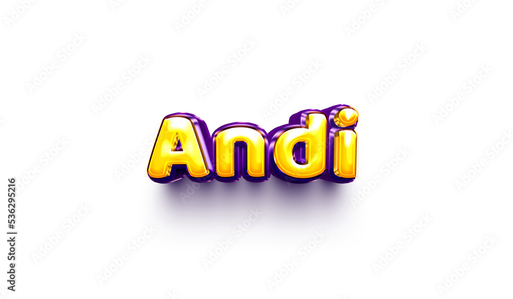 Andi names of girls English helium balloon shiny celebration sticker 3d inflated