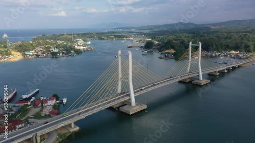 Drone Aerial View Bahteramas Bridge in Kendari, South East Sulawesi. Indonesian Potraits photo