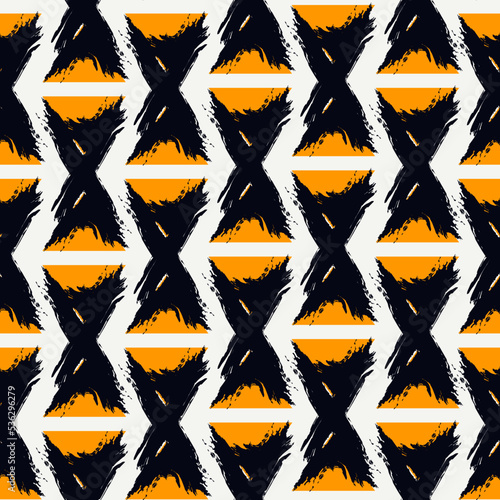 Paint brush geometrical ornament. Hand drawn seamless pattern. Abstract backdrop. Trendy wallpaper. Geometric background. Ethnic motif. Mosaic ornate. Textile print. Web design