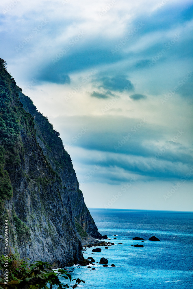 Beautiful skies over turquoise waters at the Pacific Coast of Taiwan beside Taroko National Park