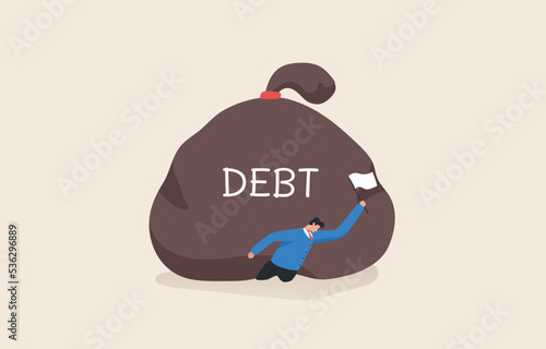 Debt crisis. situation in which a country is unable to pay back its government debt. Broke businessman, bankruptcy poor man or financial problem.