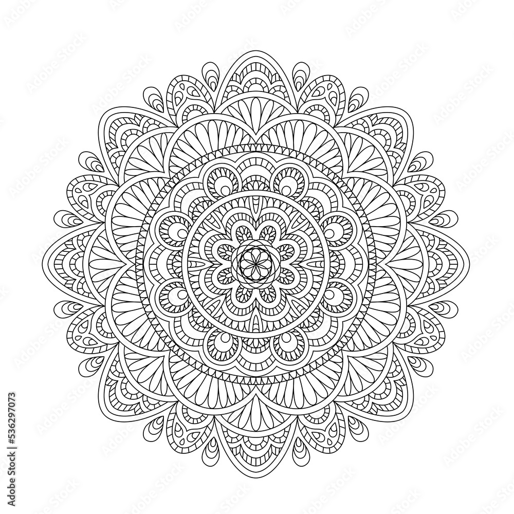 Royal vintage ethnic mandala. Line art illustration. Great design for any purposes, print, coloring book page.