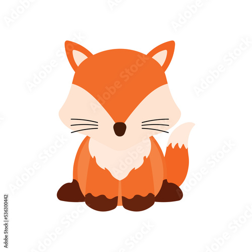 Cute Little Fox Sitting Wild Animal in Animated Cartoon Vector Illustration