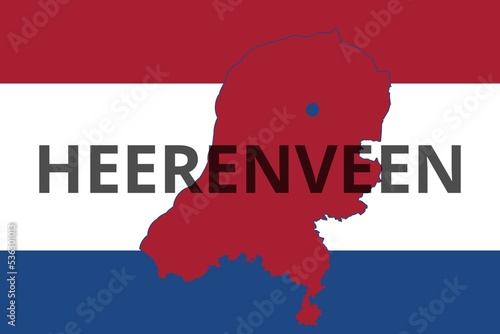 Heerenveen: Illustration mit dem Namen der niederländischen Stadt Heerenveen in der Provinz Fryslân photo