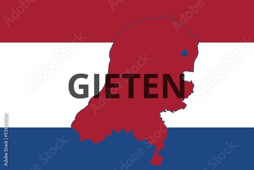 Gieten: Illustration mit dem Namen der niederländischen Stadt Gieten in der Provinz Drenthe photo