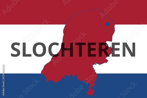 Slochteren: Illustration mit dem Namen der niederländischen Stadt Slochteren in der Provinz Groningen photo