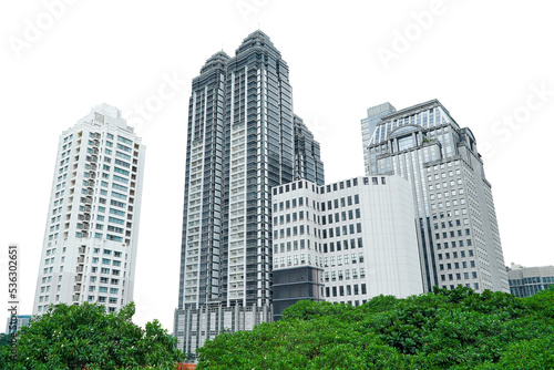 skyscrapers in downtown city. city building landscape, some people said many high building is like city landmark of jakarta amazing for design or brochure or company profile. High building transparent